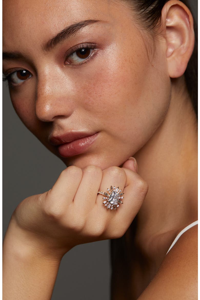 Stellar Halo Statement Ring, Alternate, color, GOLD