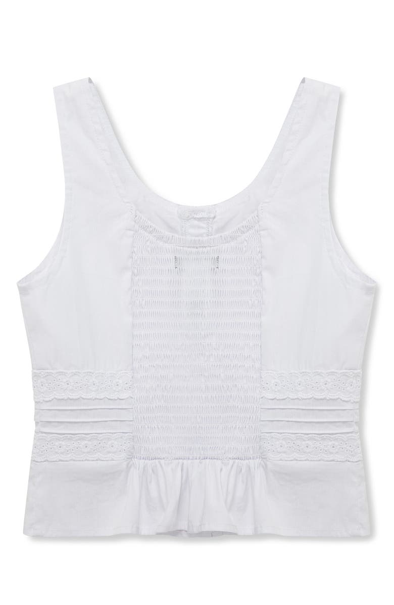 Truce Kids' Babydoll Embroidered Cotton Blend Tank Top, Alternate, color, White