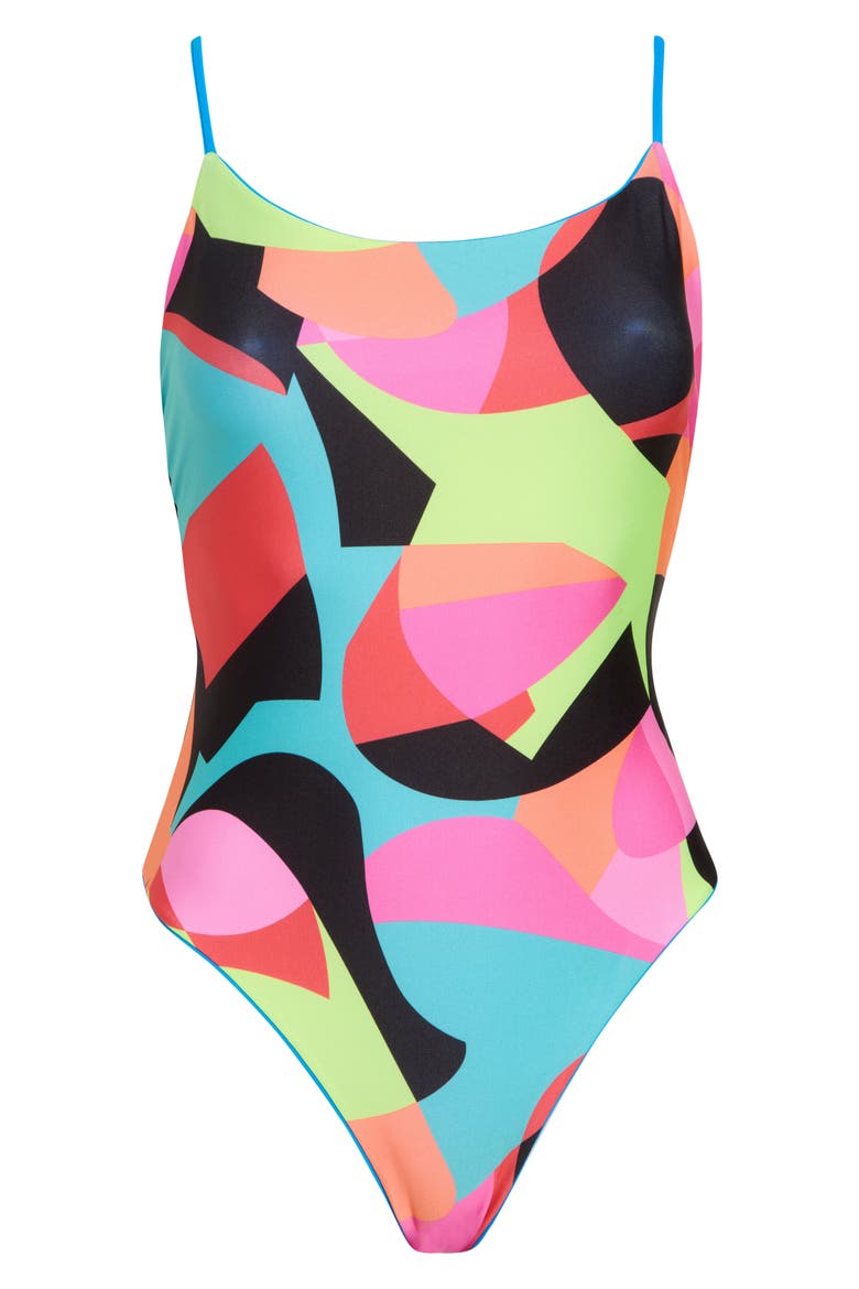 Luster Reversible One-Piece Swimsuit, Alternate, color, BLUE