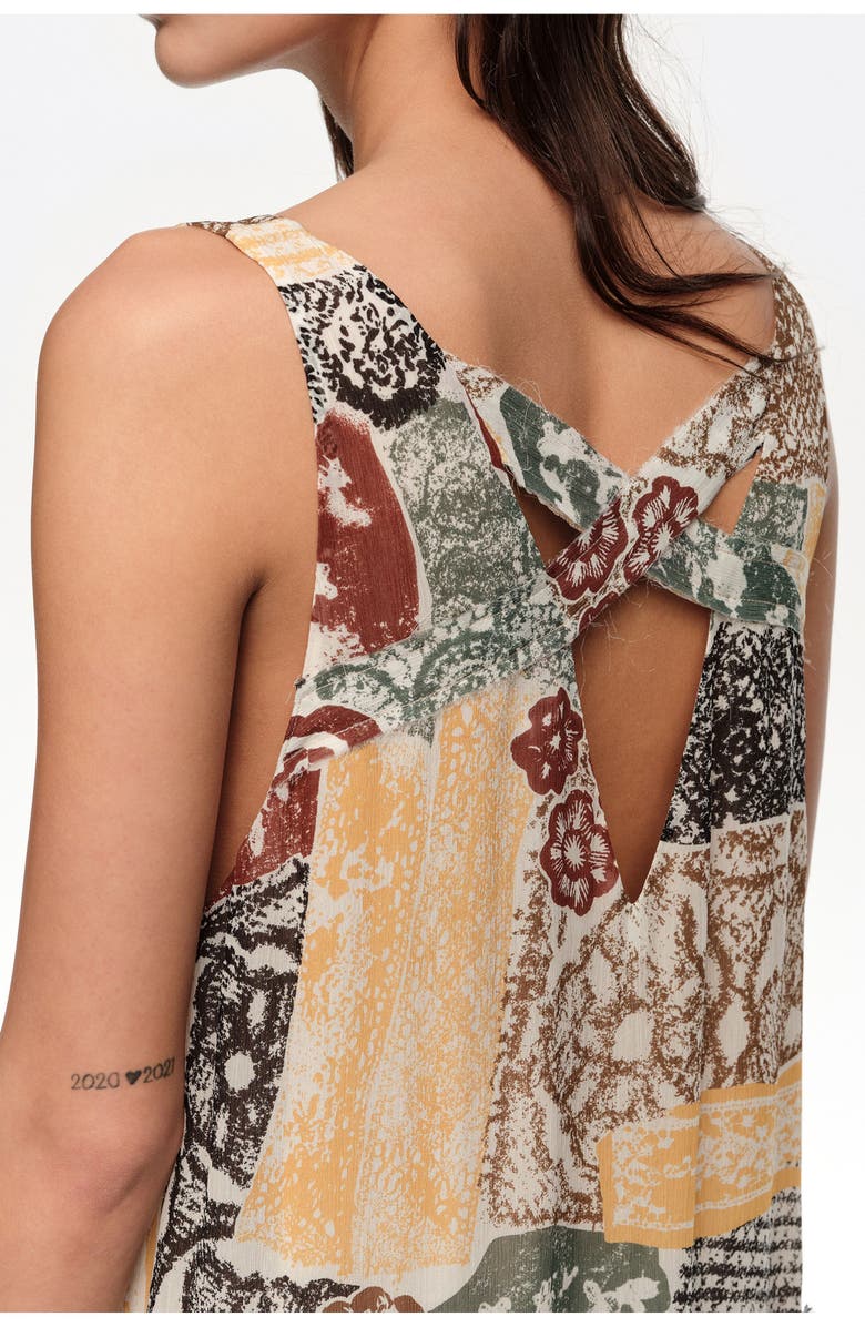 Bimba y Lola Lace Irregular Fluid Dress With Frayed Details, Alternate, color, Lace Print Ivory