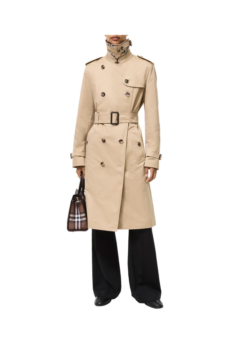 Long Gabardine Lakefield Trench Coat, Alternate, color, Honey beige