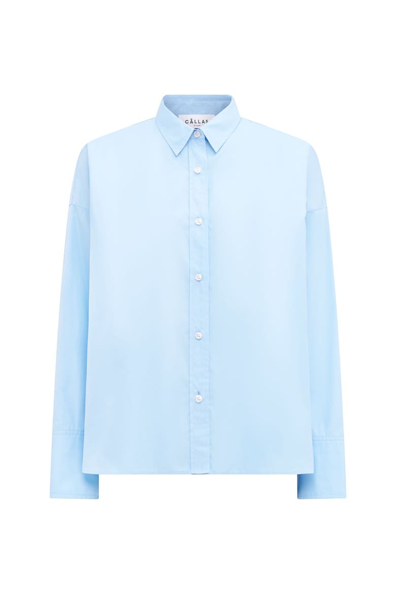 Sirene Poplin Shirt with Silk Twill Lake Como Print Scarf Back, Alternate, color, Pale Blue