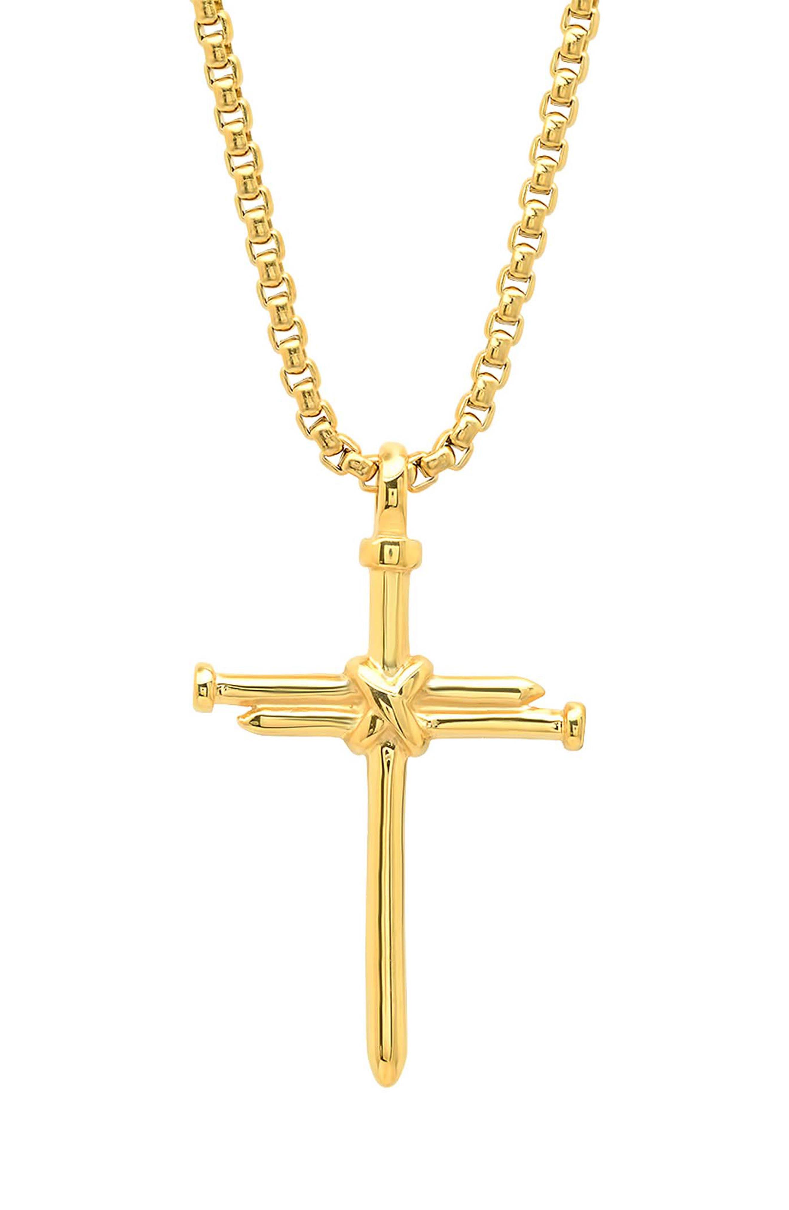 Men's Nail Cross Pendant Necklace