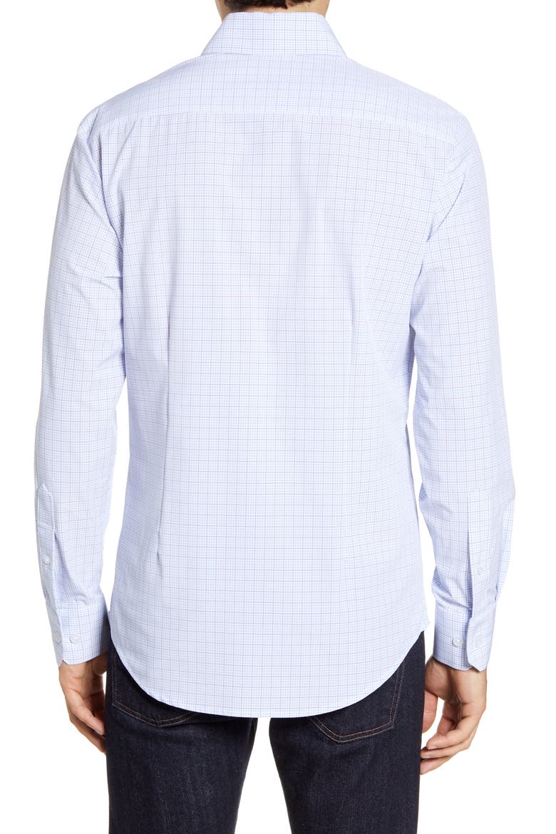 Dixon Tattersall Trim Fit Performance Button-Up Shirt, Alternate, color, BLUE