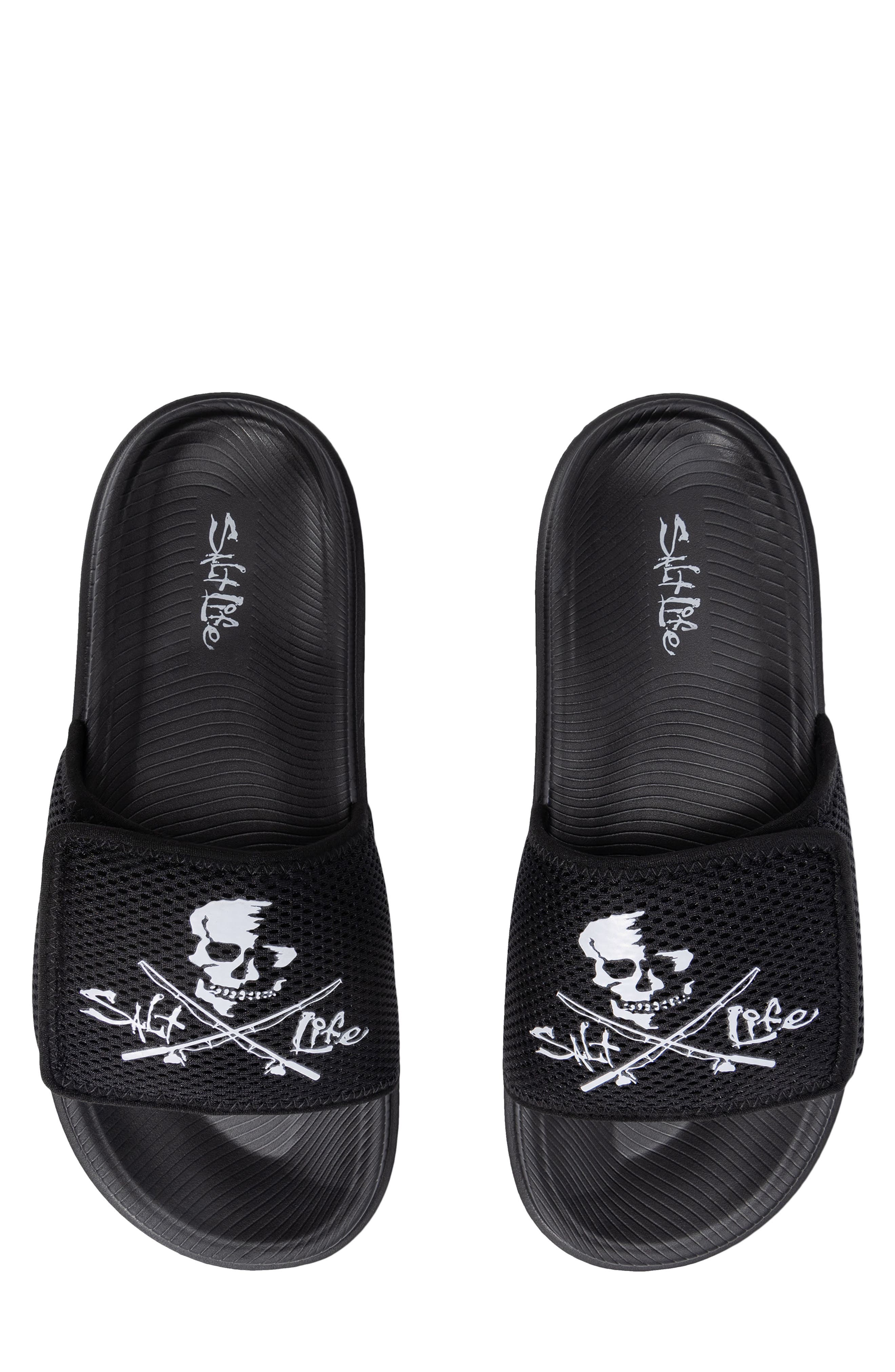 Salt Life The Reel Pool Slide Sandal, Alternate, color, Black/Black