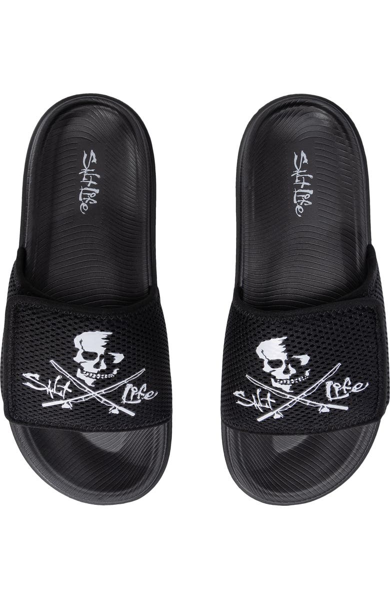 Salt Life The Reel Pool Slide Sandal, Alternate, color, Black/Black