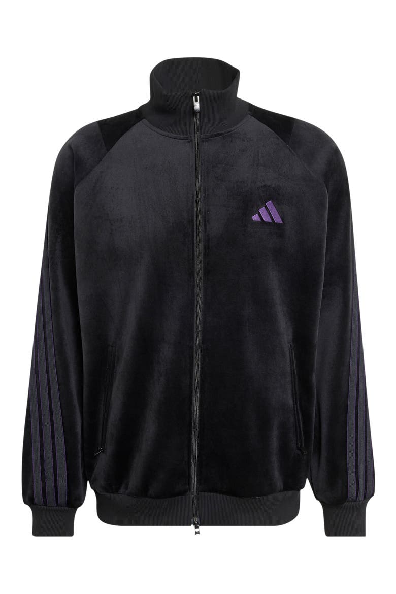 Velvet Track Jacket, Alternate, color, BLACK