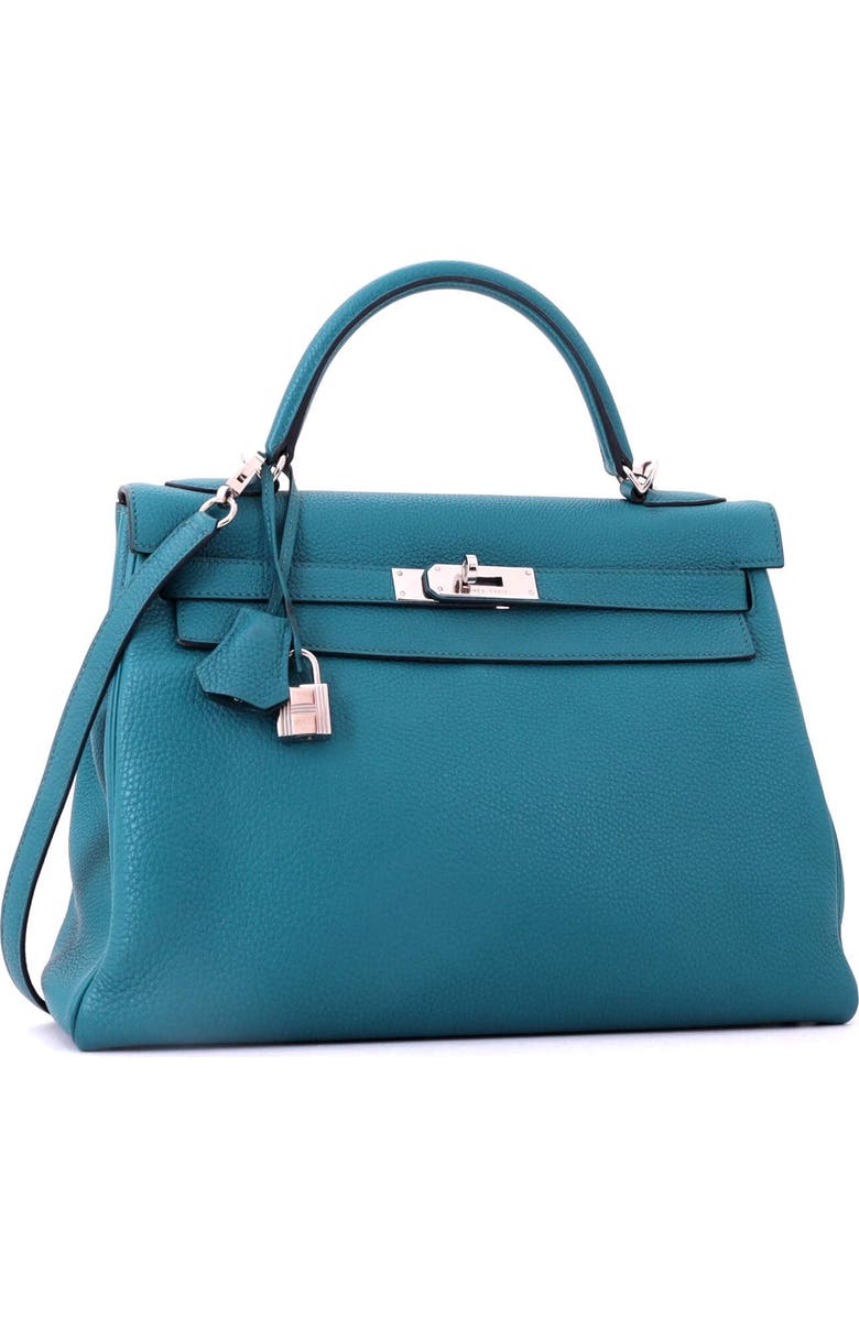 Pre-Owned Hermes Kelly Handbag Blue Togo with Palladium Hardware 32, Alternate, color, Bleu Izmir