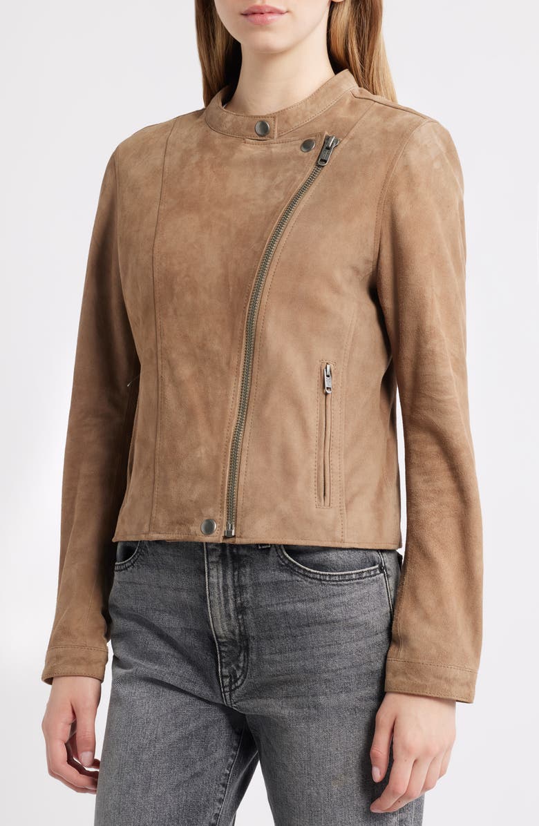 Frye Classic Biker Suede Jacket, Alternate, color, Taupe