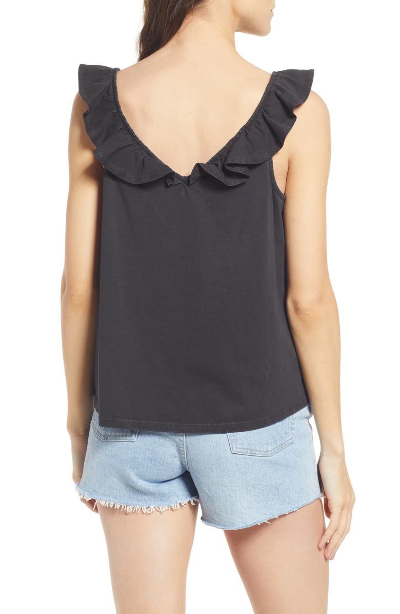 Treasure & Bond Ruffle Trim Sleeveless Organic Cotton Top, Alternate, color, 