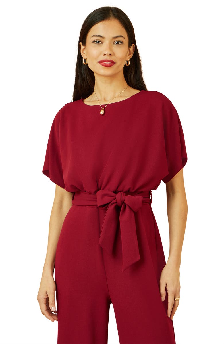 Yumi Batwing Stretch Jumpsuit, Alternate, color, Burgundy