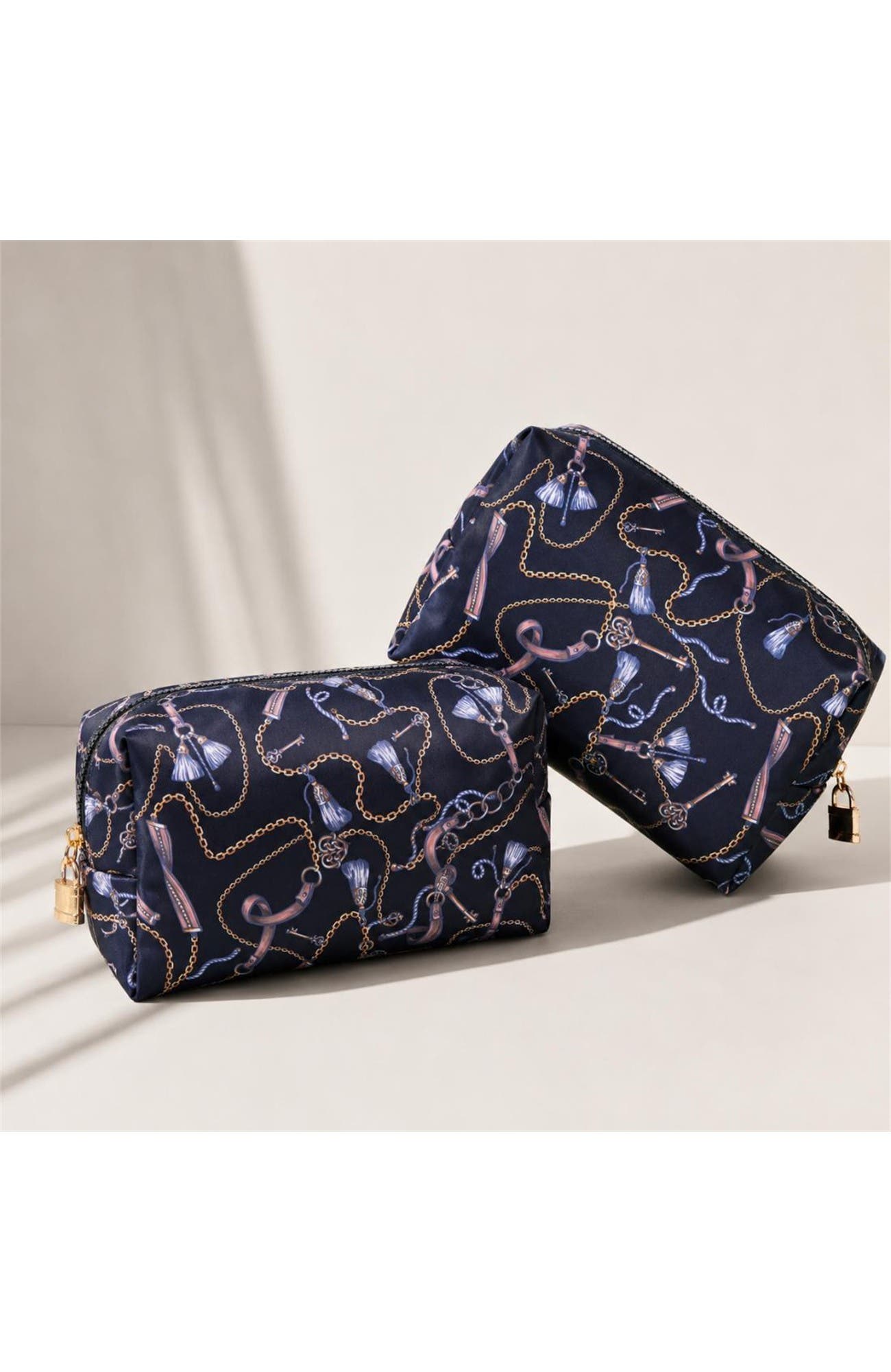 Lock & Luxe Cosmetic & Travel Organizer Pouch, Alternate, color, Black