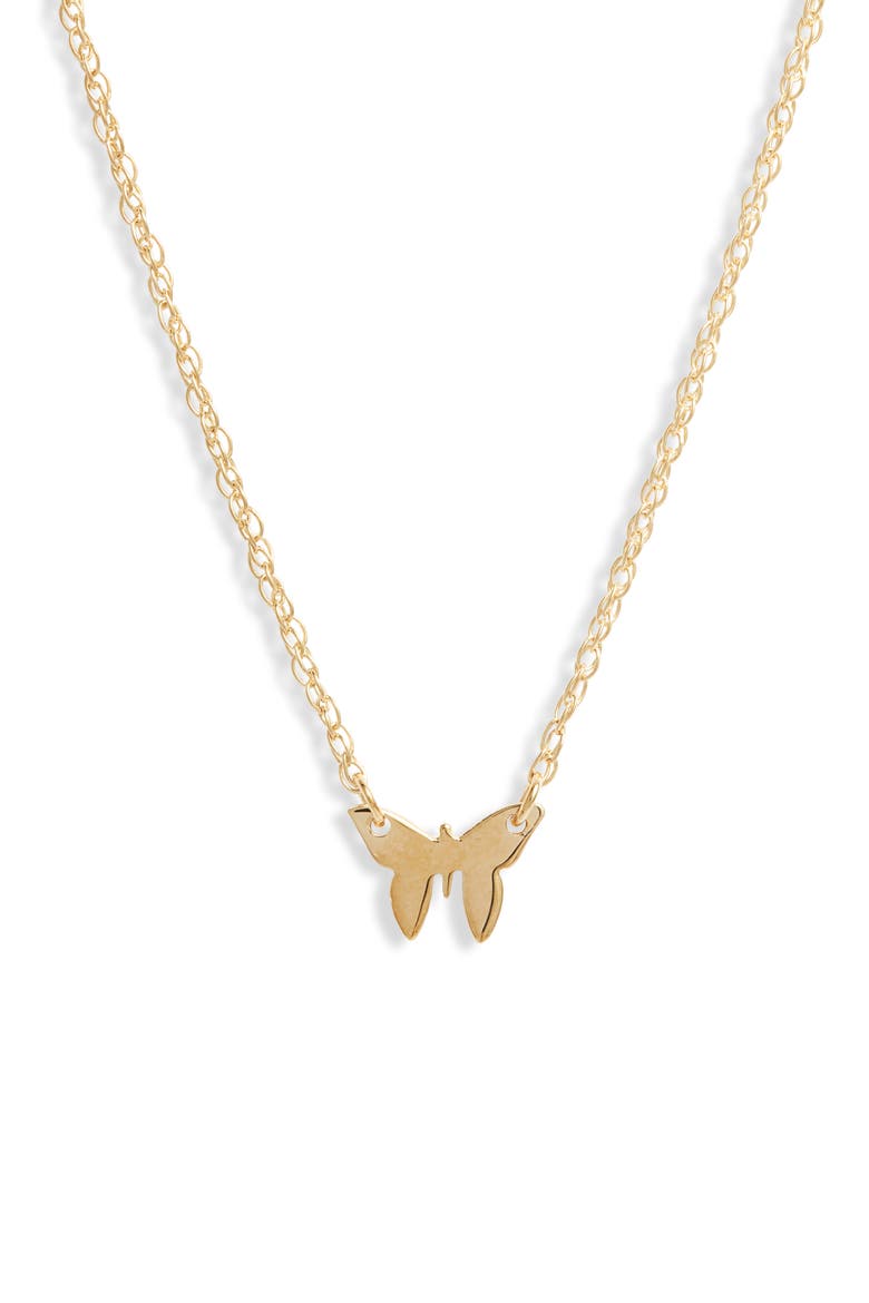 Mariah Mini Butterfly Pendant Necklace, Main, color, YELLOW GOLD