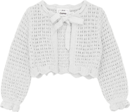 Jolie Capri Girl Double Breasted Bow Tie Neckline Scallop Edge Cardigan