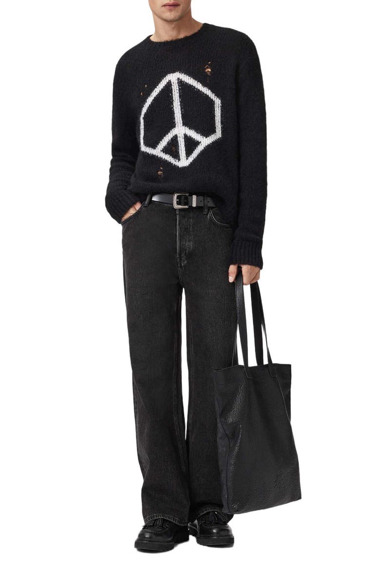 AllSaints Message Wool Blend Crewneck Sweater (Men) | Nordstrom