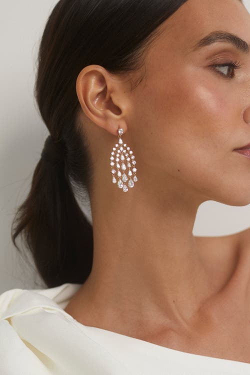 Nadri Willow Graduated Cz Drops Waterfall Chandelier Earrings In Metallic