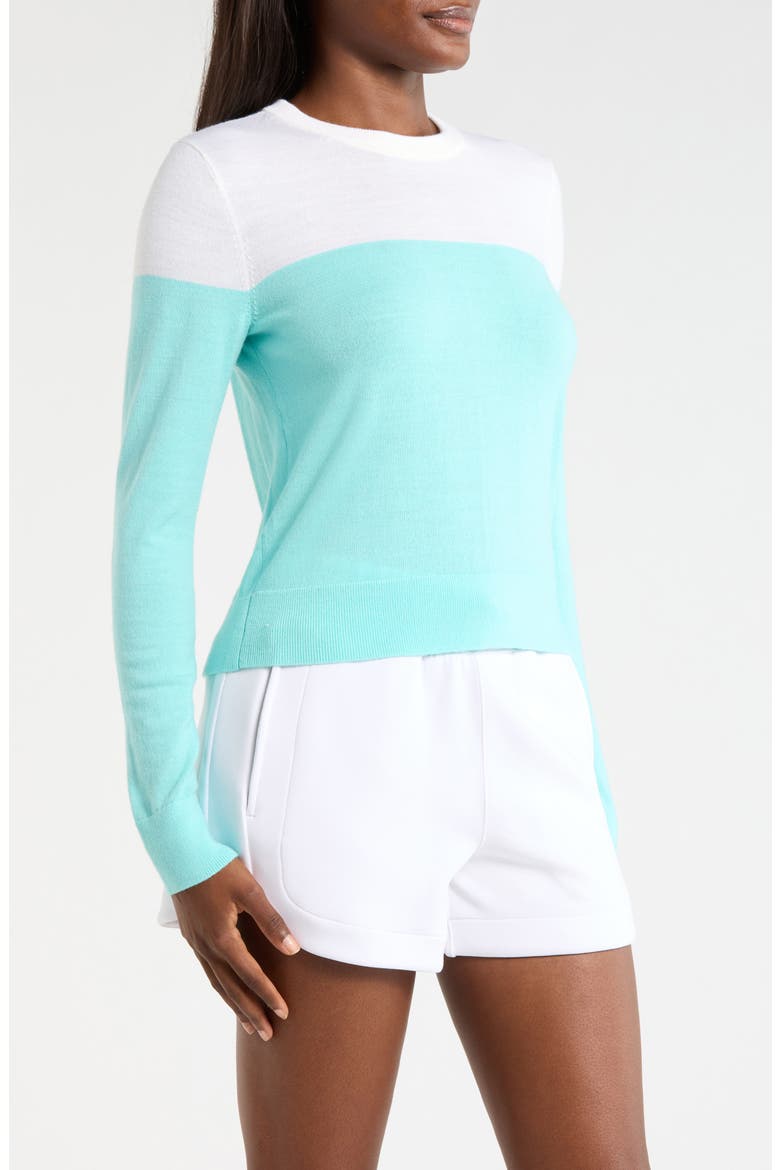 Merino Wool Blend Sweater, Alternate, color, LIMPET/ BRILLIANT WHITE