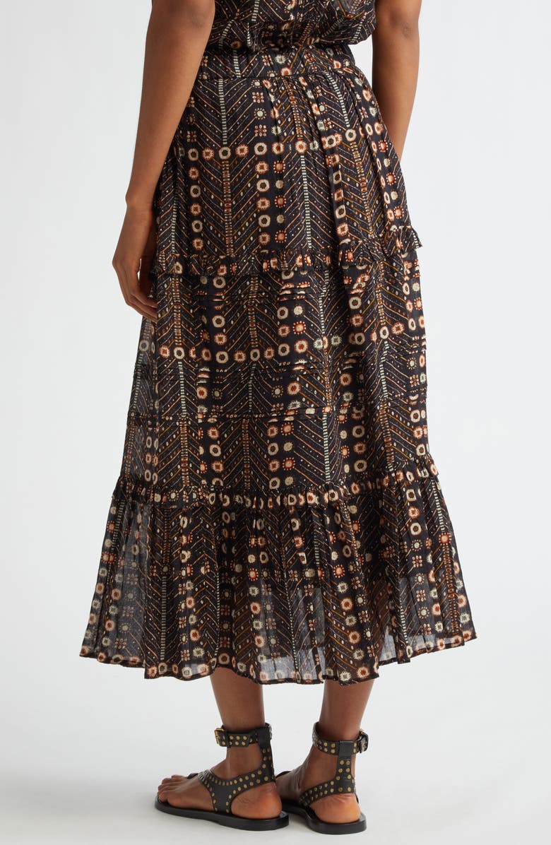 Diya Ruffle Tiered Cotton Voile Midi Skirt