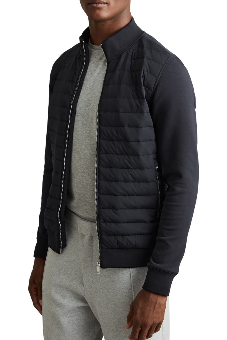 Freddie Mixed Media Jacket, Main, color, NAVY