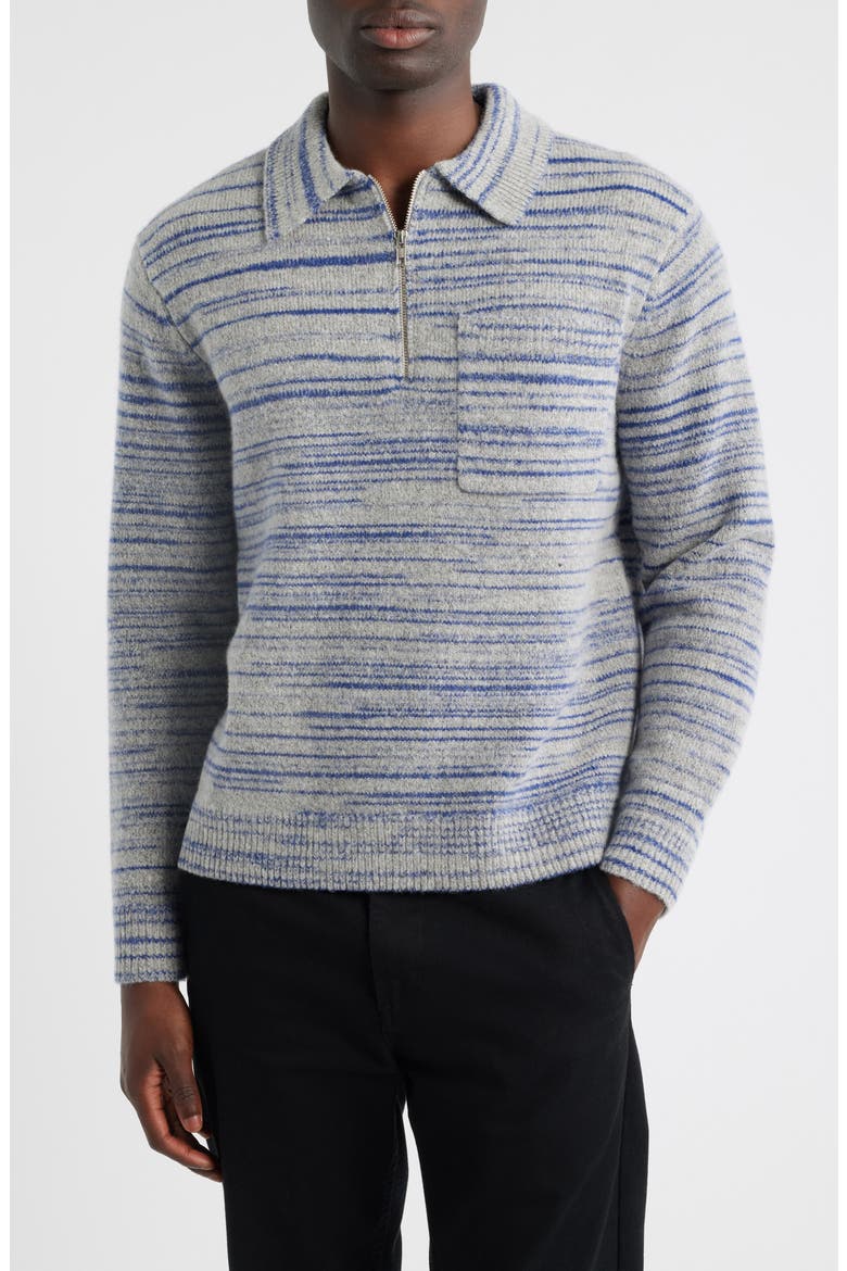 Alpha Space Dye Quarter Zip Polo Sweater, Main, color, GREY / BLUE