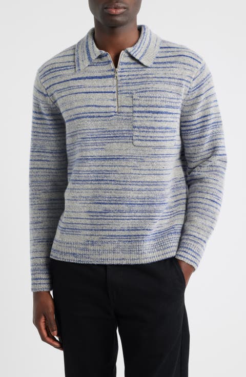 Alpha Space Dye Quarter Zip Polo Sweater