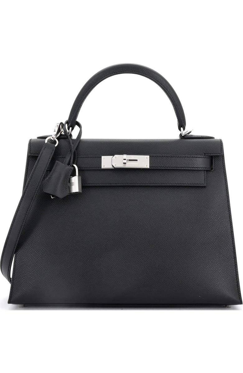 Pre-Owned Hermes Kelly Handbag Black Epsom with Palladium Hardware 28, Main, color, Noir