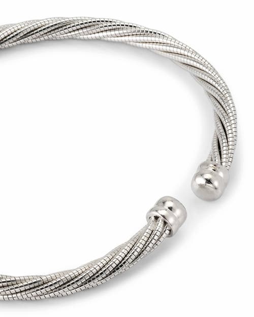 Jan Leslie Adjustable Stainless Steel Twisted Cable Cuff Bracelet In Metallic