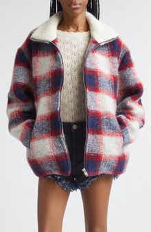 Gimoa Buffalo Plaid Virgin Wool Blend Coat