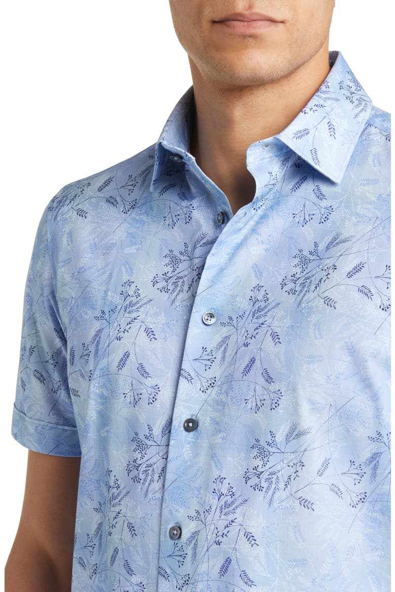 Miles OoohCotton® Floral Short Sleeve Button-Up Shirt, Alternate, color, AIR-BLUE