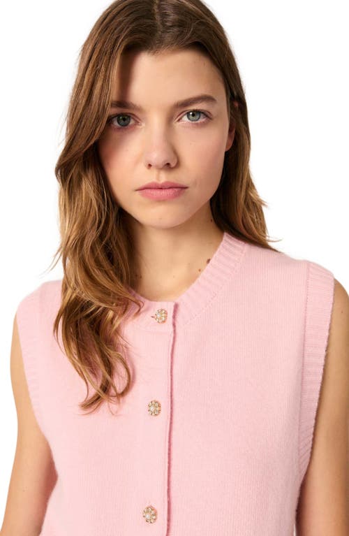 Maje Sleeveless Wool Cardigan In Pink