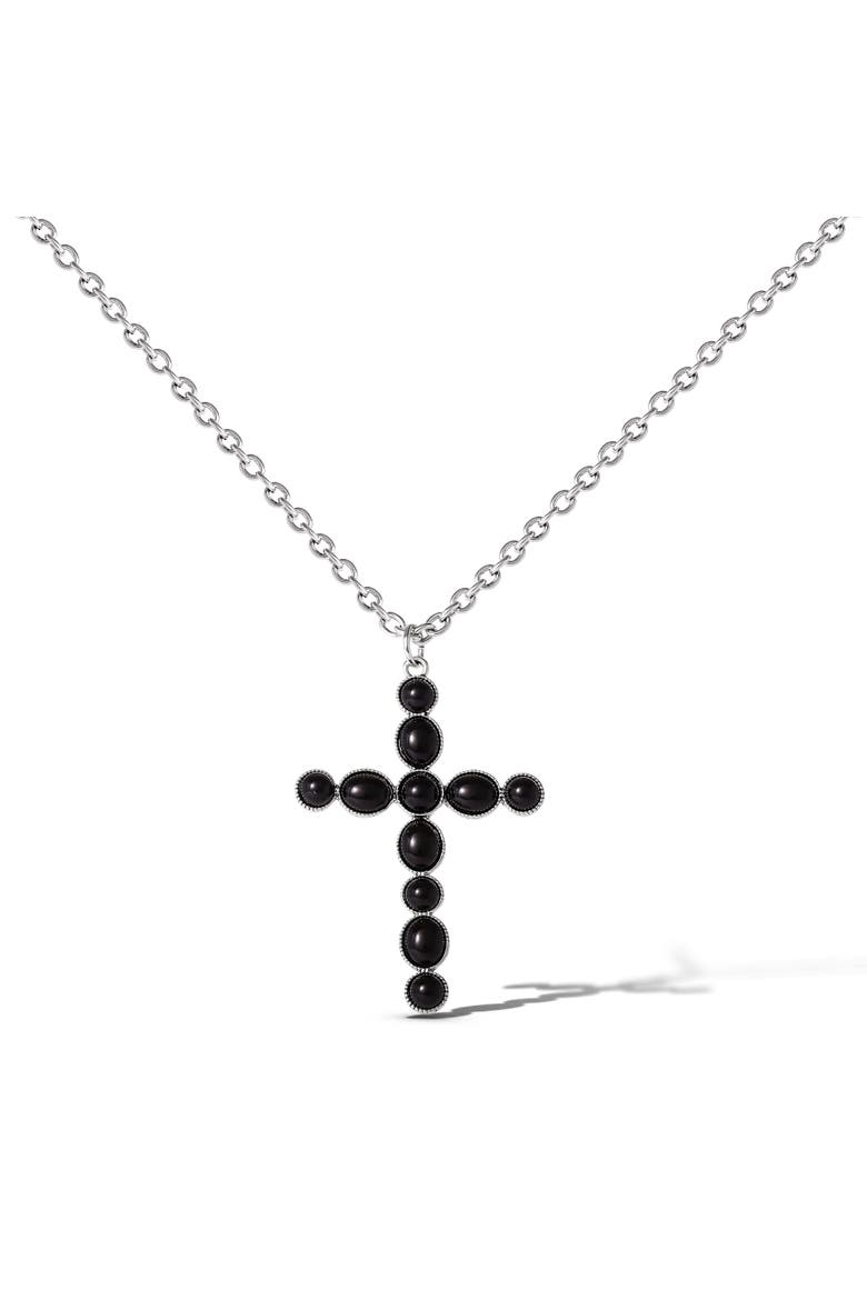 Ox Silver Black Cross Necklace, Main, color, Black/Silver