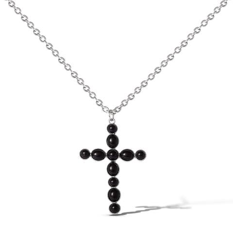 Ox Silver Black Cross Necklace