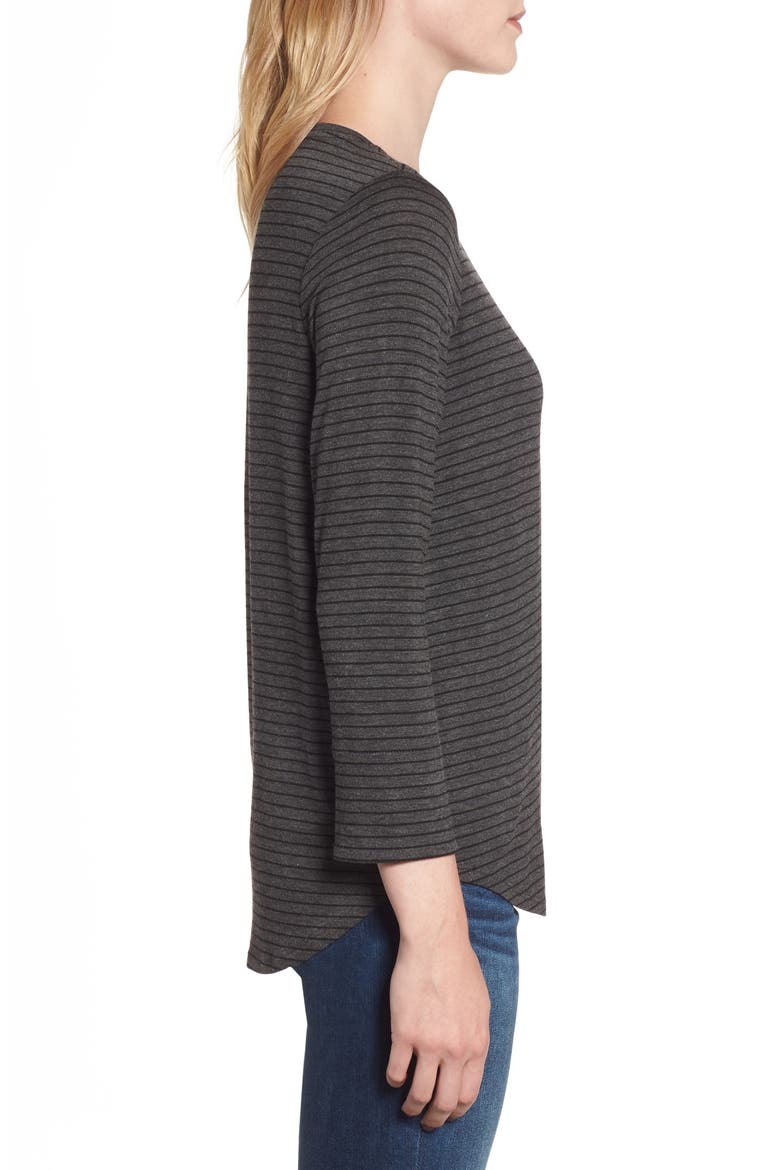 Gibson x Living in Yellow Alice Stripe Jersey Top (Nordstrom Exclusive), Alternate, color, CHARCOAL/ BLACK