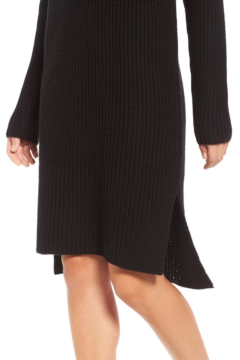 Mock Neck Knit Sweater Dress, Alternate, color, BLACK