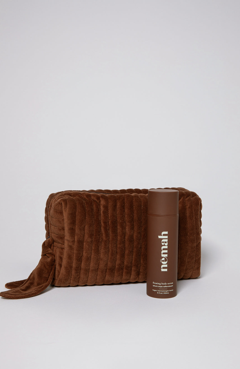 Nēmah The Velvet Beauty Bag, Alternate, color, Brown