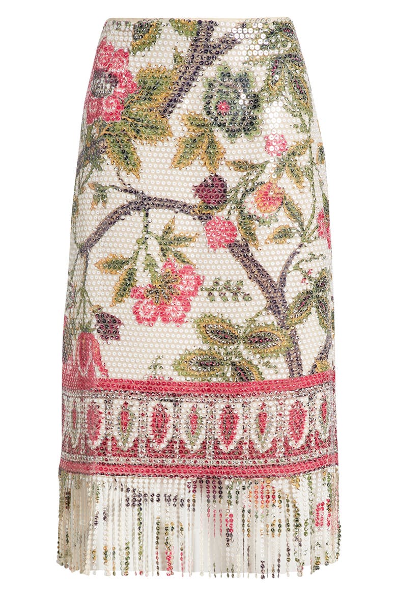 Vivienne Floral Sequin Skirt, Alternate, color, IVORY MULTI