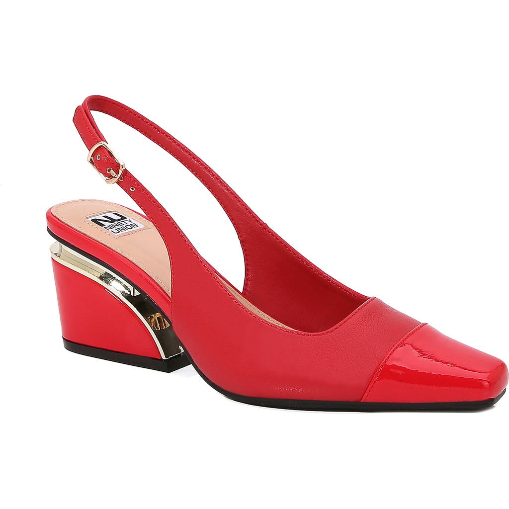 Ninety Union Patent Metal Heel Slingback Pump In Red