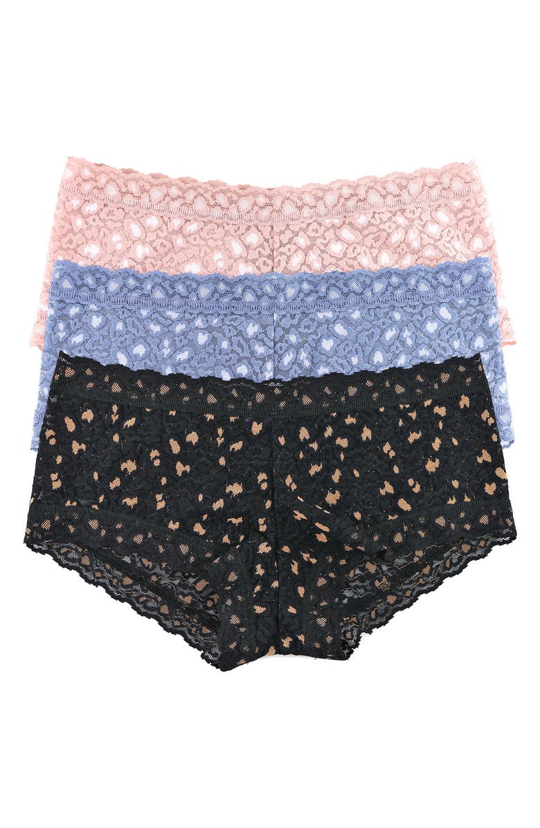 Hanky Panky Leopard Cross Dye Assorted 3-Pack Boyshorts, Main, color, 