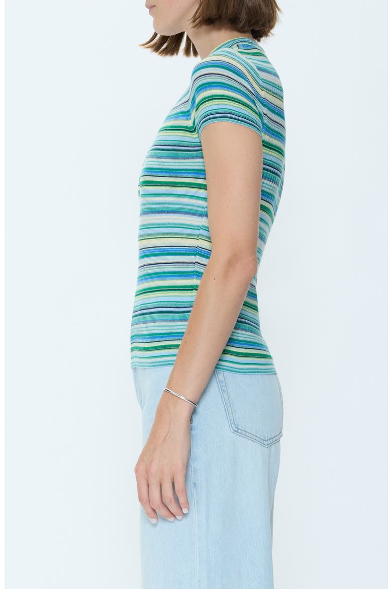 Selene Stripe Cotton Short Sleeve Sweater, Alternate, color, BLUE GREEN MULTI