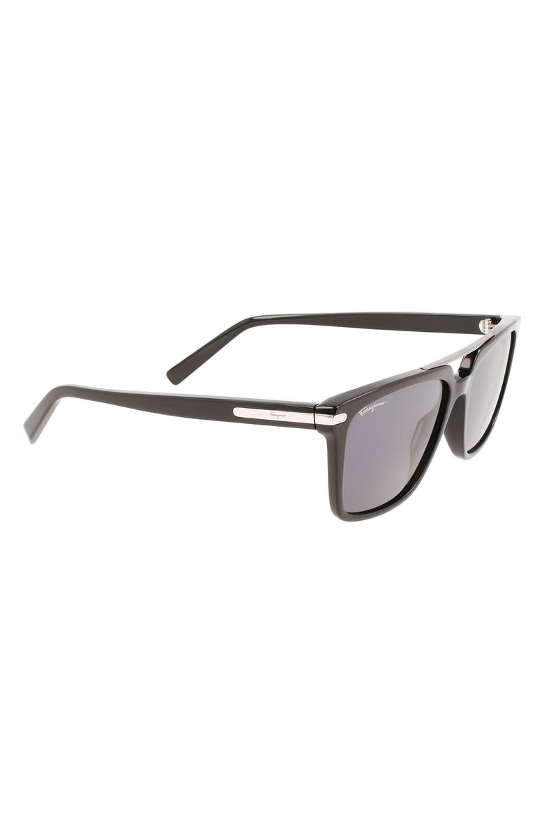 FERRAGAMO 57mm Rectangular Sunglasses, Alternate, color, 