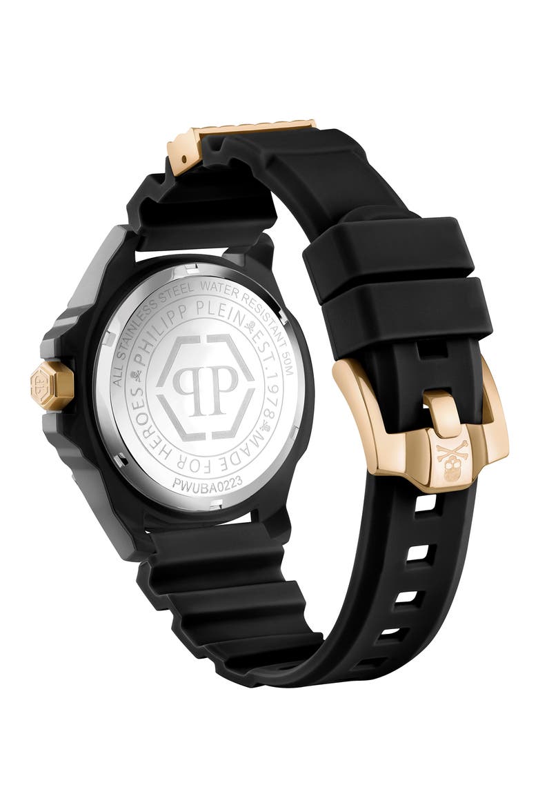 The $kull Silicone Strap Watch, 44mm, Alternate, color, BLACK ECO CERAMIC
