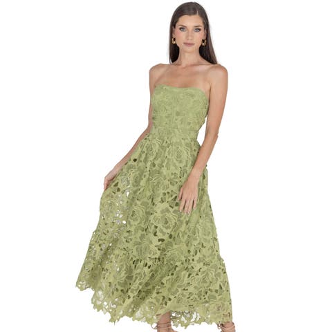 Amelia Lace Bustier Midi Dress Guipure Lace