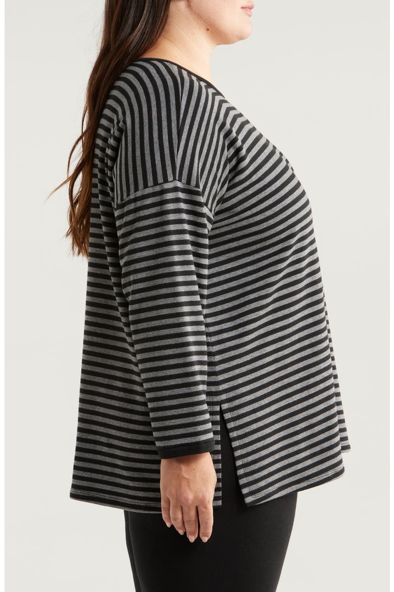 Stripe Long Sleeve Top, Alternate, color, BLACK/ ASH