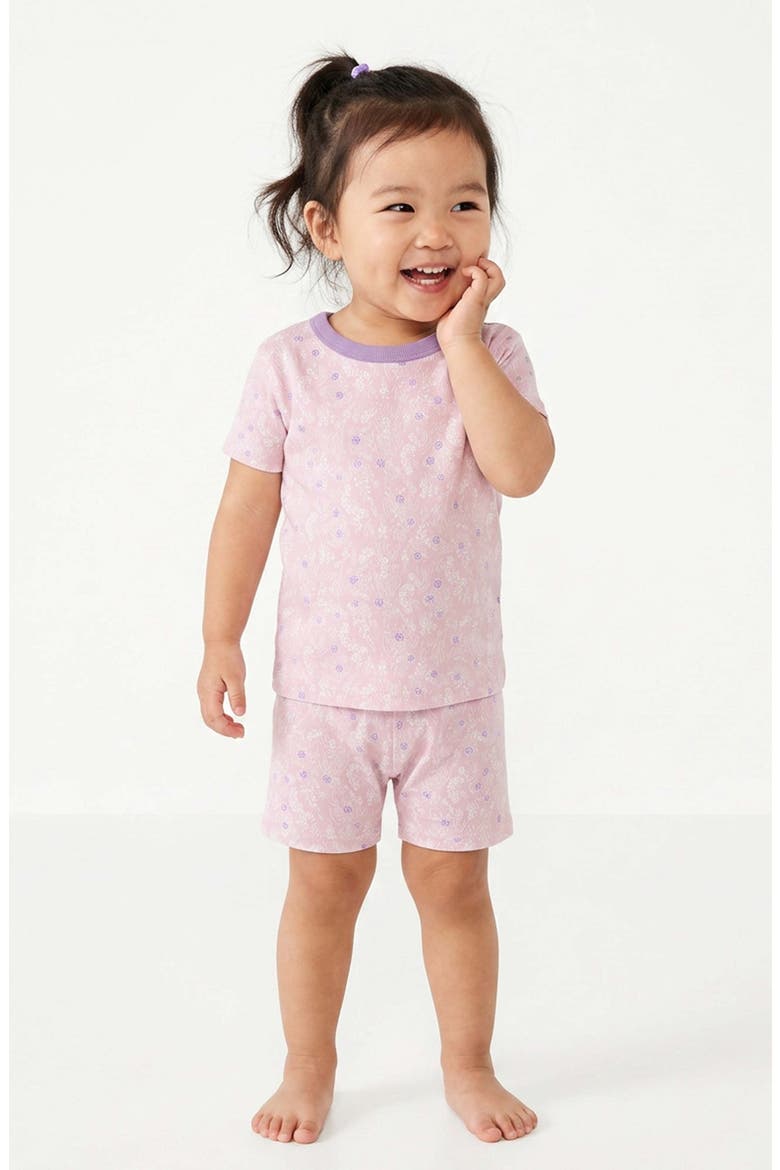 100% Organic Cotton Print Shortie Snug Fit Kids Pajamas, Alternate, color, Blush Meadow