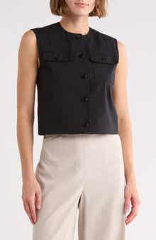Theory Linen Blend Trucker Vest
