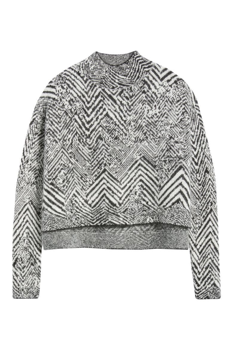 Faclina Mock Neck Sweater, Alternate, color, MONOCHROME HERRINGBONE