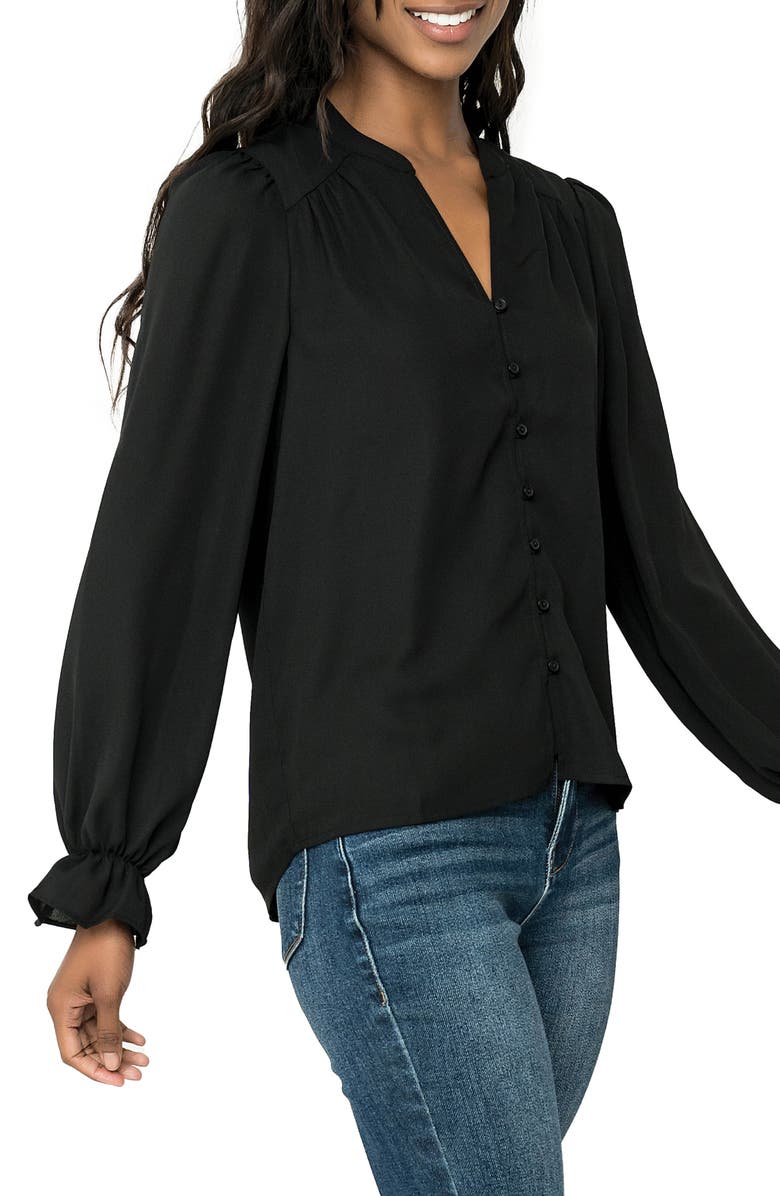GIBSONLOOK Ruffle Sleeve Blouse, Alternate, color, Black