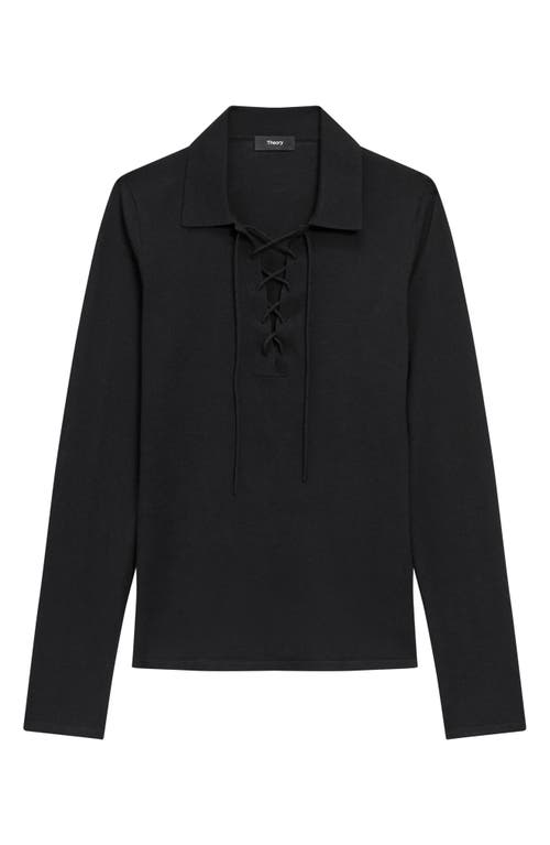 Theory Merino Wool Long Sleeve Top In Black