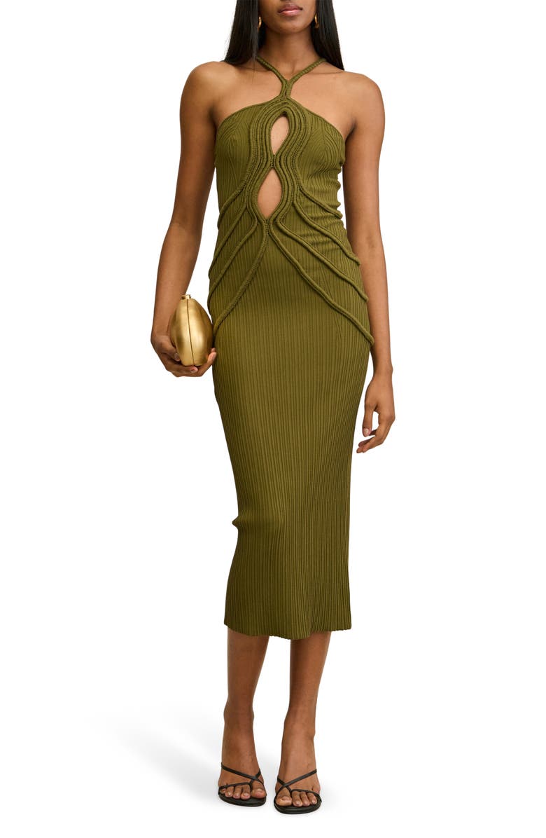 Cult Gaia Avery Rib Maxi Dress, Main, color, Serpent