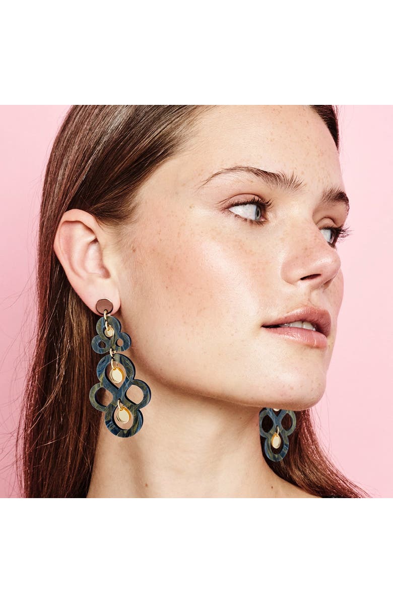 Toolally Batik Earrings - Black Swirl & Gold Mirror, Alternate, color, Black Swirl & Gold Mirror